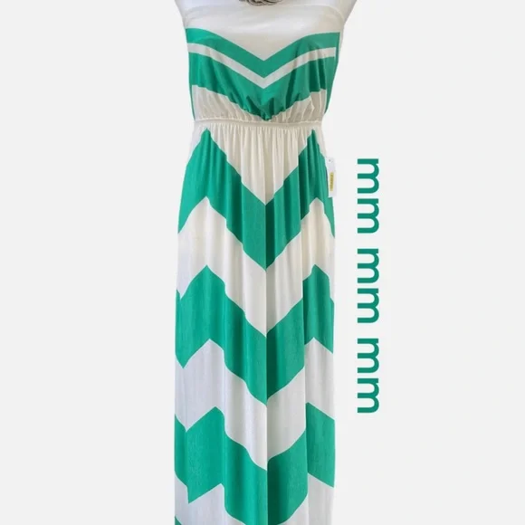 green emerald velvet dress White And Mint Chevron Maxi Dress